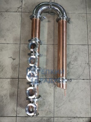 Флейта 6" (5 этажей), холодильник, дефлегматор и отводы 4" (медь)